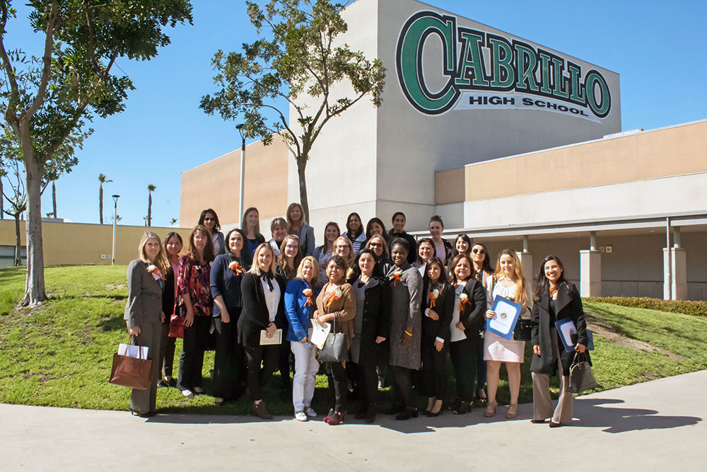 group of people in front of Cabrillo high school
